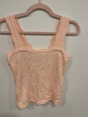 Pink Rose Peach Textured Tank Top